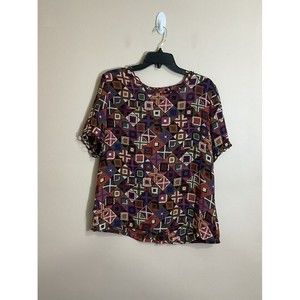 VTG Nicola Womens Boho Shirt Size 12 Colorful Geometric Print Aztec Southwestern